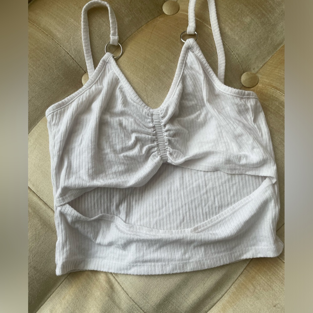 New Emma & Sam white open front crop top sz m